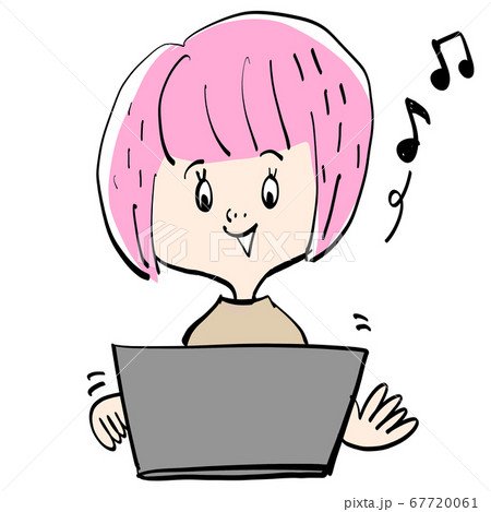 PCとピンクおかっぱ 67720061