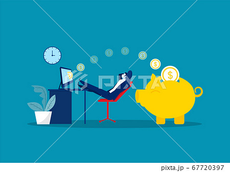 businessman sitting, relaxing and making money passively. Finance, investment, wealth, passive income.concept work office businessman sitting, relaxing and making money passively. Finance, investment, wealth, passive income.concept work office 67720397