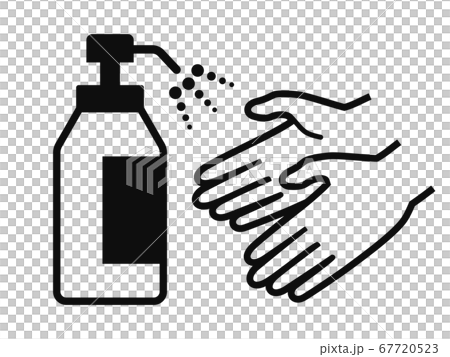 手指にアルコール消毒 67720523