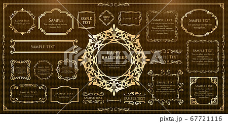 ハロウィンのフレーム素材、ハッピーハロウィン、パーティー、イベント、装飾素材、ビンテージ 67721116