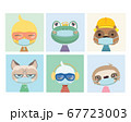 Face mask cartoon animal illustration. 67723003