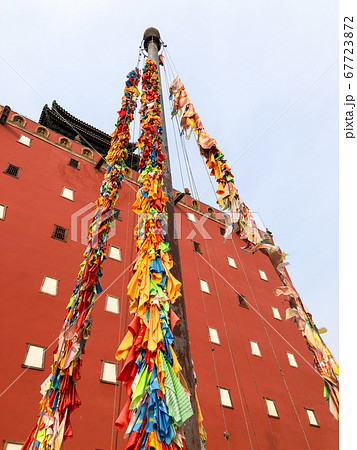 Buddhist color prayer flags at The Putuo Zongcheng Buddhist Temple, Chengde, China Buddhist color prayer flags at The Putuo Zongcheng Buddhist Temple, Chengde, China 67723872