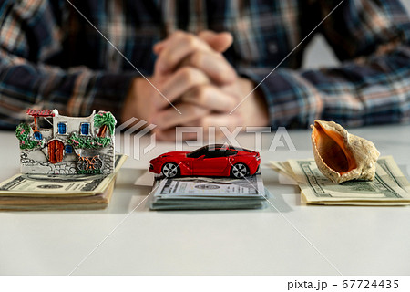 us dollar banknotes. counting money for new purchases. saving money for car, house, travels. savings concept.  67724435