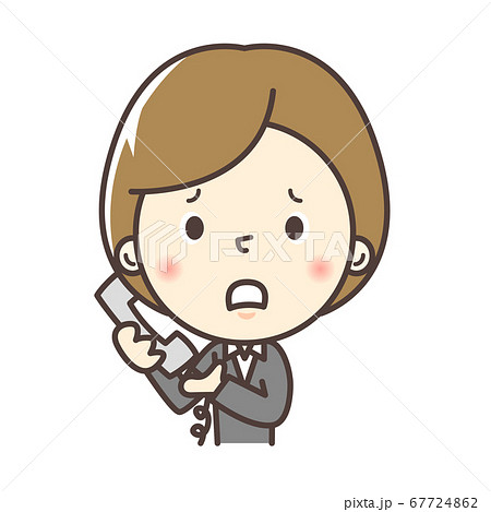 電話中に困る社会人のイラスト 電話中に困る社会人のイラスト 67724862