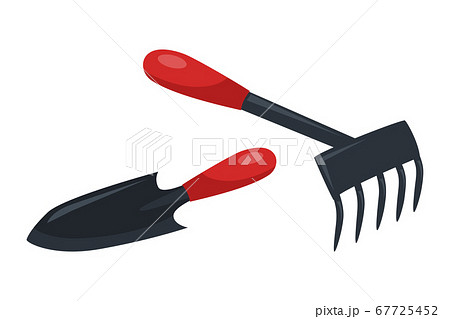 Rake spade florist accessories isolated on white 67725452