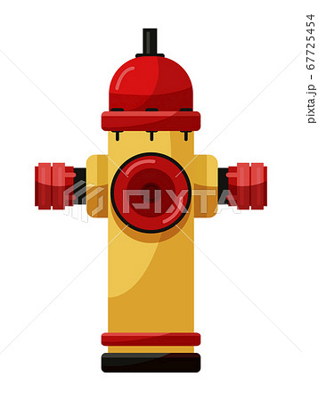 Yellow fire hydrant water supply device on white 67725454