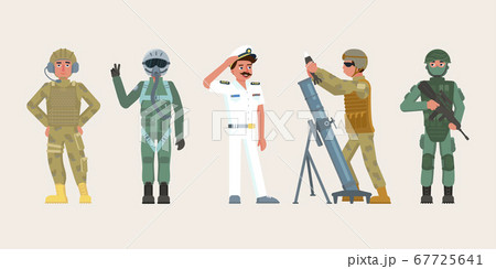 Military character set in various occupations 67725641