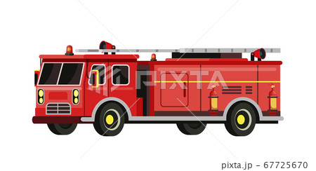 Firefighter red truck flat vector illustration 67725670