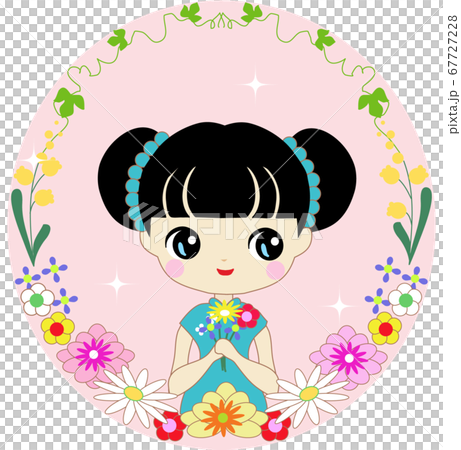 花飾りと可愛い女性 67727228