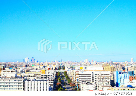 名古屋市、名古屋駅前ビル群とその周辺の風景 67727918