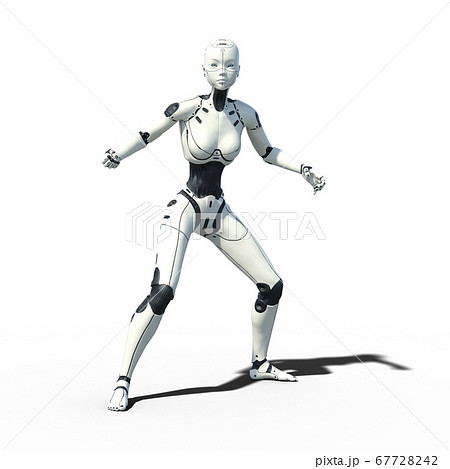 AIロボット 女性型アンドロイド perming3DCG イラスト素材のイラスト