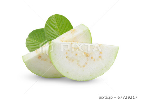 slice of guava fruit on white background. slice of guava fruit on white background. 67729217