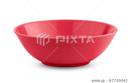 empty red bowl on white background empty red bowl on white background 67730042