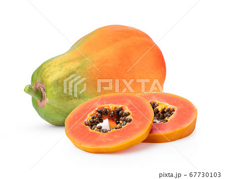 ripe papaya on white background ripe papaya on white background 67730103