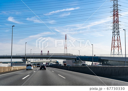 愛知県 もうすぐ名港中央インターチェンジの出口の写真素材 [67730330] PIXTA