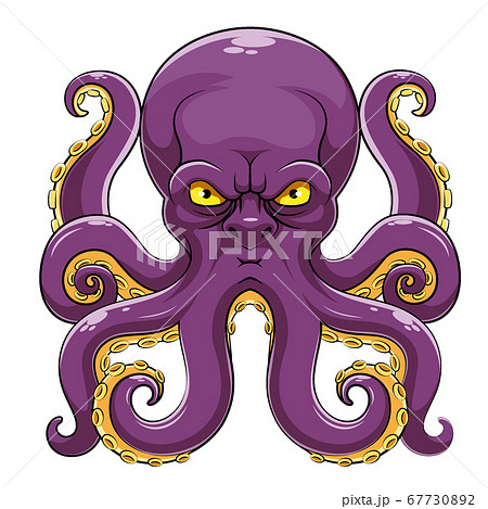 Angry cartoon purple octopus of illustration Angry cartoon purple octopus of illustration 67730892