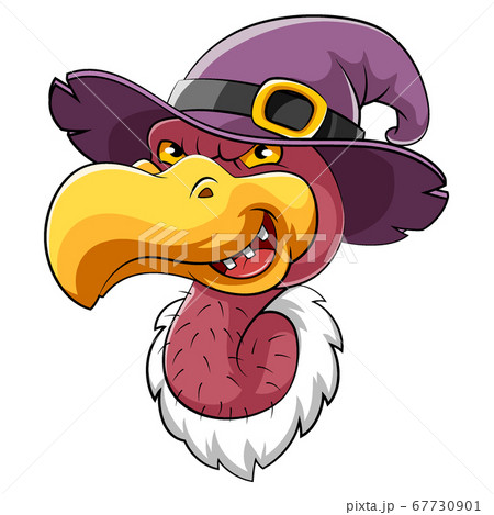 Head vulture bird mascot with witch hat of illustration Head vulture bird mascot with witch hat of illustration 67730901