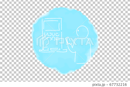 アナログ手書き風のゆるいタッチのアイコン：切符売り場 67732216