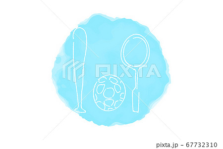 アナログ手書き風のゆるいタッチのアイコン 球技のイラスト素材