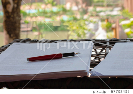 red pen on blurred paperwork red pen on blurred paperwork 67732435
