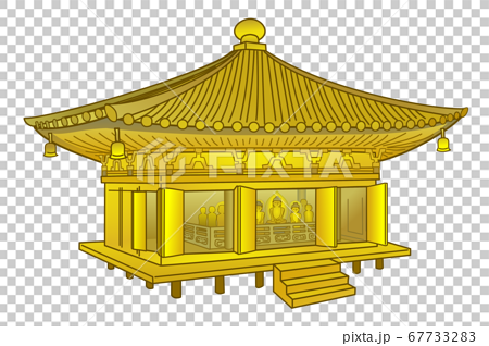 陸奥国平泉 中尊寺金色堂のイラストのイラスト素材