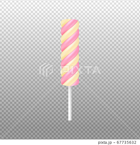 Twisted lollipop or marshmallow on stick realistic vector illustration isolated. 67735632