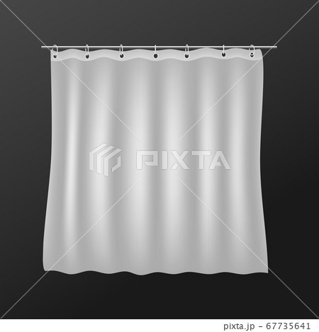 Realistic Blank Shower Curtain Mockup On Dark のイラスト素材