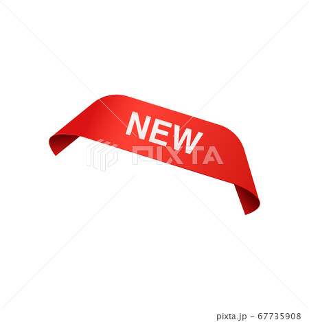 Corner red ribbon or banner with word New realistic vector illustration isolated. 67735908
