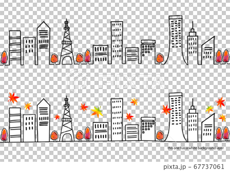 秋天的城市景觀和秋天的樹葉圖組 67737061