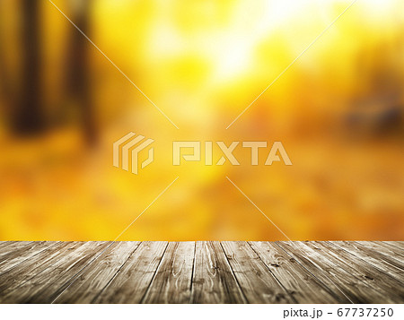 ウッドデッキと紅葉のイメージのイラスト素材