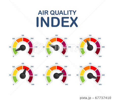 Air quality index. Educational scheme with excessive quantities of substances or gases in environment. Vector stock illustration. Air quality index. Educational scheme with excessive quantities of substances or gases in environment. Vector stock illustration. 67737410
