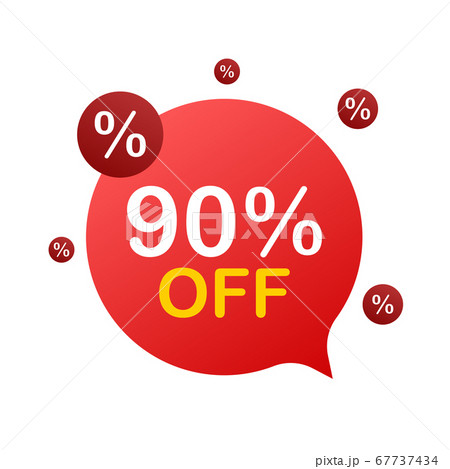 90 percent OFF Sale Discount Banner. Discount offer price tag. 90 percent discount promotion flat icon with long shadow. Vector illustration. 90 percent OFF Sale Discount Banner. Discount offer price tag. 90 percent discount promotion flat icon with long shadow. Vector illustration. 67737434