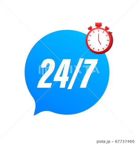 24-7 service concept. 24-7 open. Support service icon. Vector stock illustration. 67737460