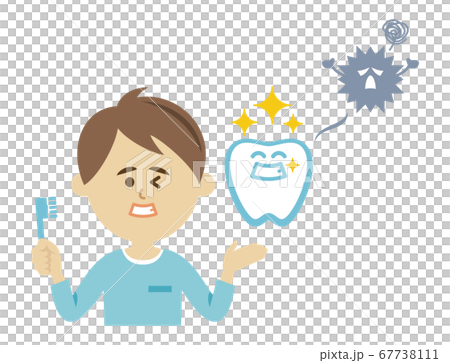 保持牙齒遠離良好刷牙的男孩的插圖圖像 67738111