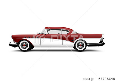 Retro Red And White Carのイラスト素材