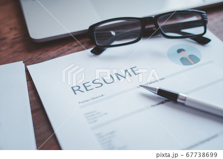 Personal resume documents placed on the working 67738699