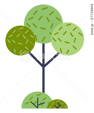 Green tree cartoo flat illustration for web presentation, games. Round tree crown shape. Gardening Green tree cartoo flat illustration for web presentation, games. Round tree crown shape. Gardening 67738869