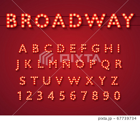 Light bulb alphabet in Broadway theatre style. 67739734