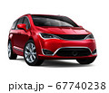 Red minivan on white background 67740238