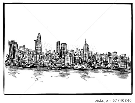 Drawing of the Ho Chi Minh city skyline in Vietnam Drawing of the Ho Chi Minh city skyline in Vietnam 67740846