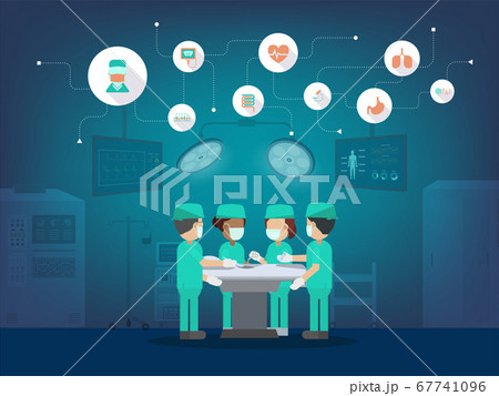 Surgeon team with icons 67741096