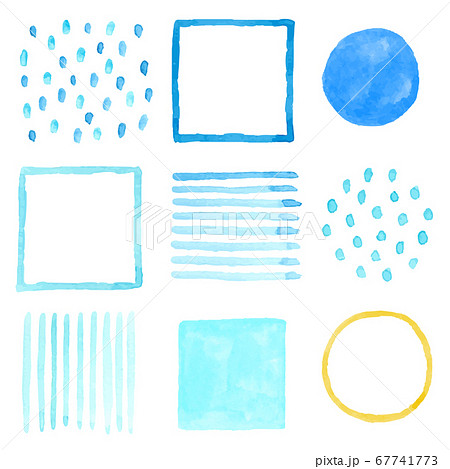 水彩ベクターのデザイン素材セット 水玉やストライプ 枠のイラスト素材