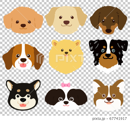 かわいい犬の顔のイラスト セットB 主線なしのイラスト素材 [67741917