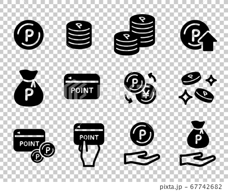 ポイント関連のアイコンのセット ポイントカード コイン 買い物のイラスト素材