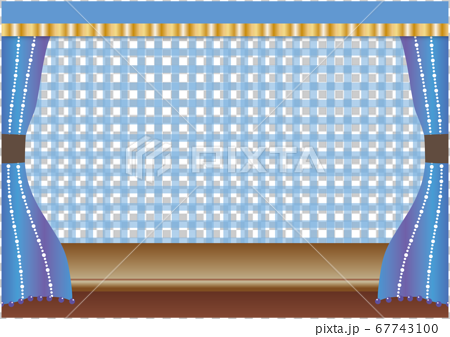 ステージ01 02 青いカーテン 壁紙 背景 のイラスト素材