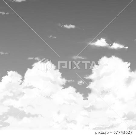 グレー色で表現された入道雲のイラストのイラスト素材 グレー色で表現された入道雲のイラストのイラスト素材