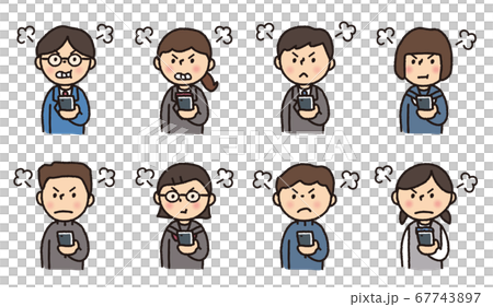 学生_スマホ_表情_怒る 67743897
