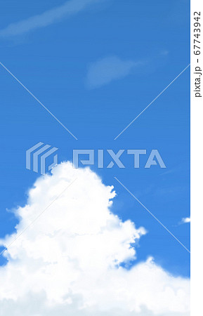 縦長の 入道雲と青空のデジタルイラストのイラスト素材