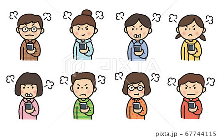 こども_スマホ_表情_怒る 67744115