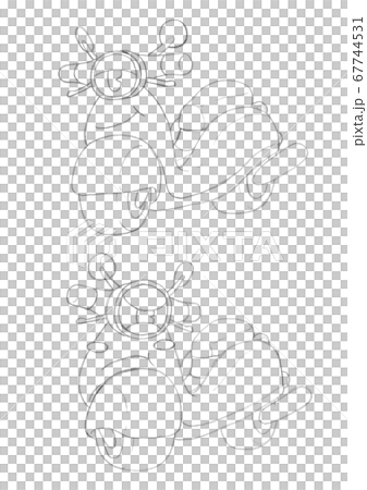 顔の付いたバイクの線画(塗り絵用など) 顔の付いたバイクの線画(塗り絵用など) 67744531
